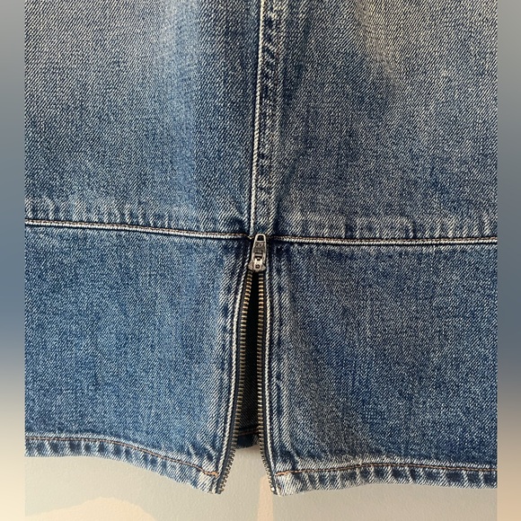 AGOLDE “amie” heavy distressed denim pencil skirt button fly zip front like new - Picture 8 of 9